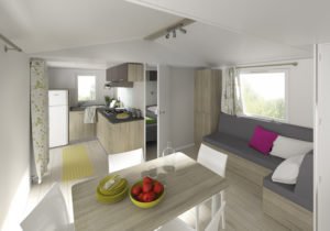 Séjour du mobil-home confort 2 chambres